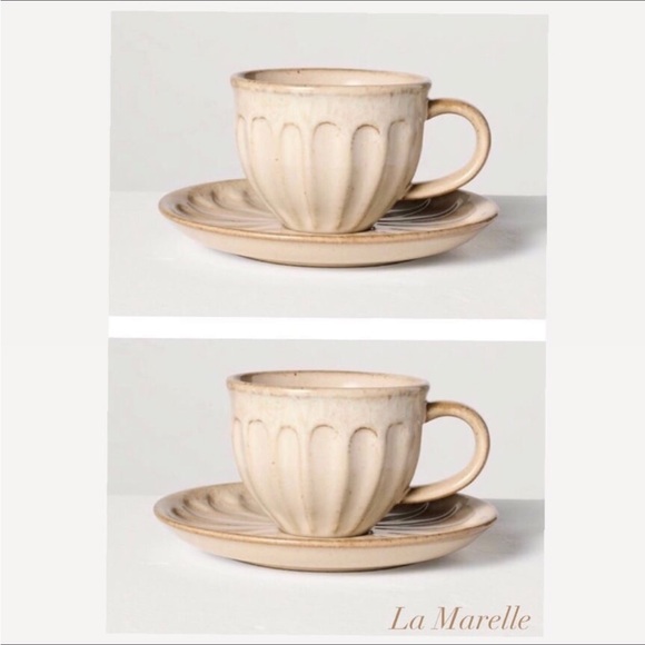 2 | 4.5oz Fluted Stoneware Espresso Cup & Saucer - Hearth & Hand™ with Magnolia - Picture 1 of 6